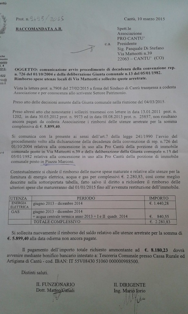 sfratto pro cantù
