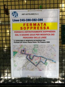 Fermata soppressa viale Madonna 2016