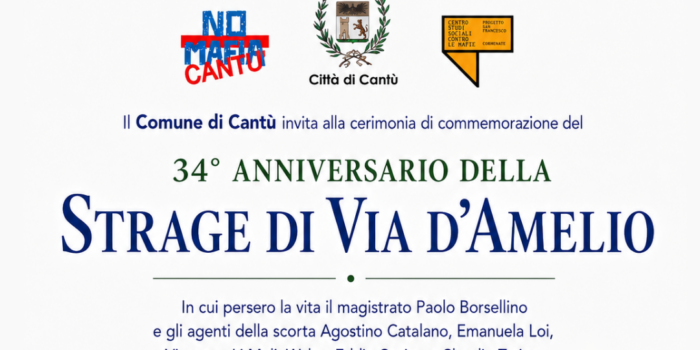 CANTÙ – Il Comune ricorda il 34° anniversario della Strage di Via d’Amelio